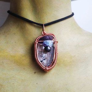 SOLD: Quartz and Amethyst wire wrap